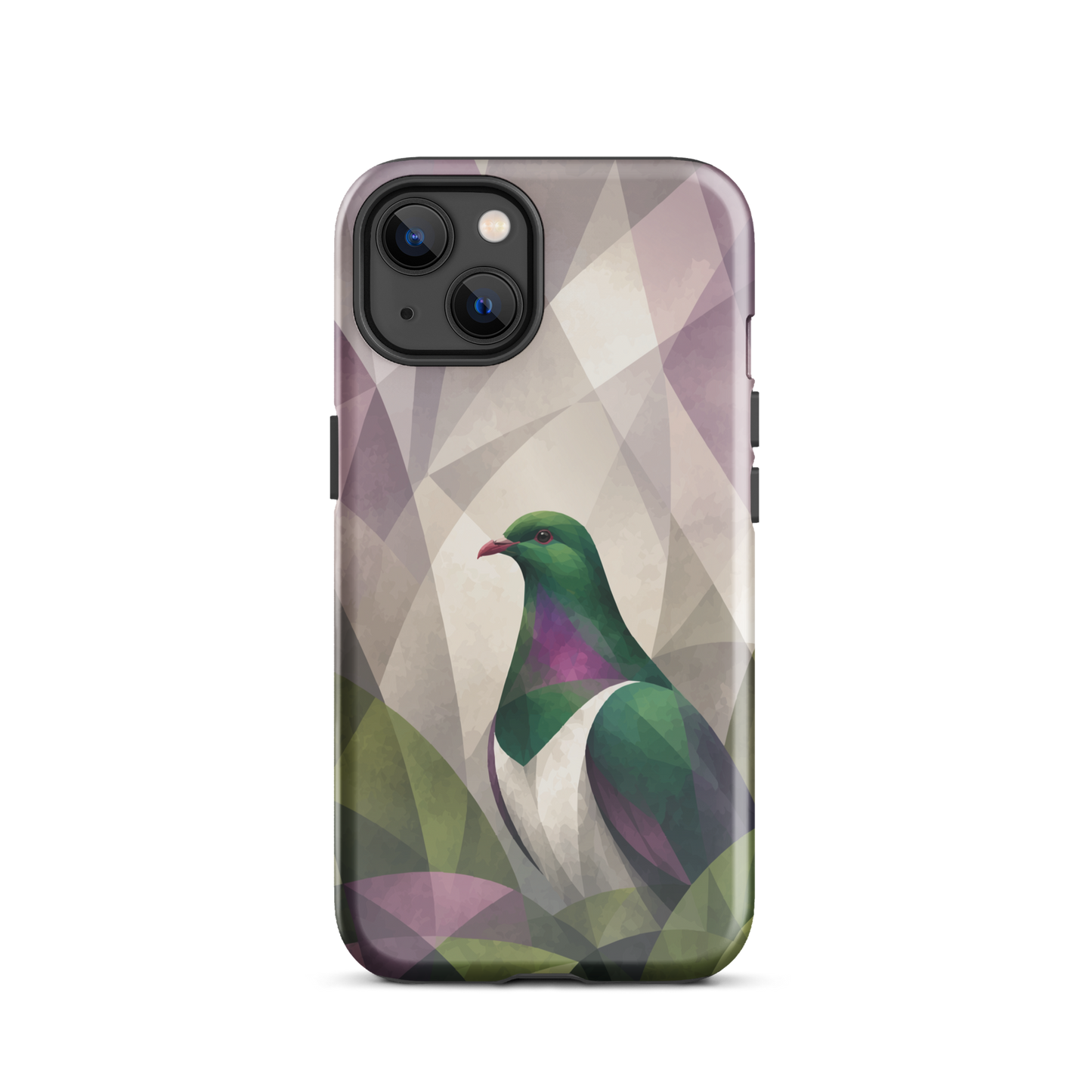 'Kererū' iPhone 13 tough phone case - protective glossy case NZ Australia