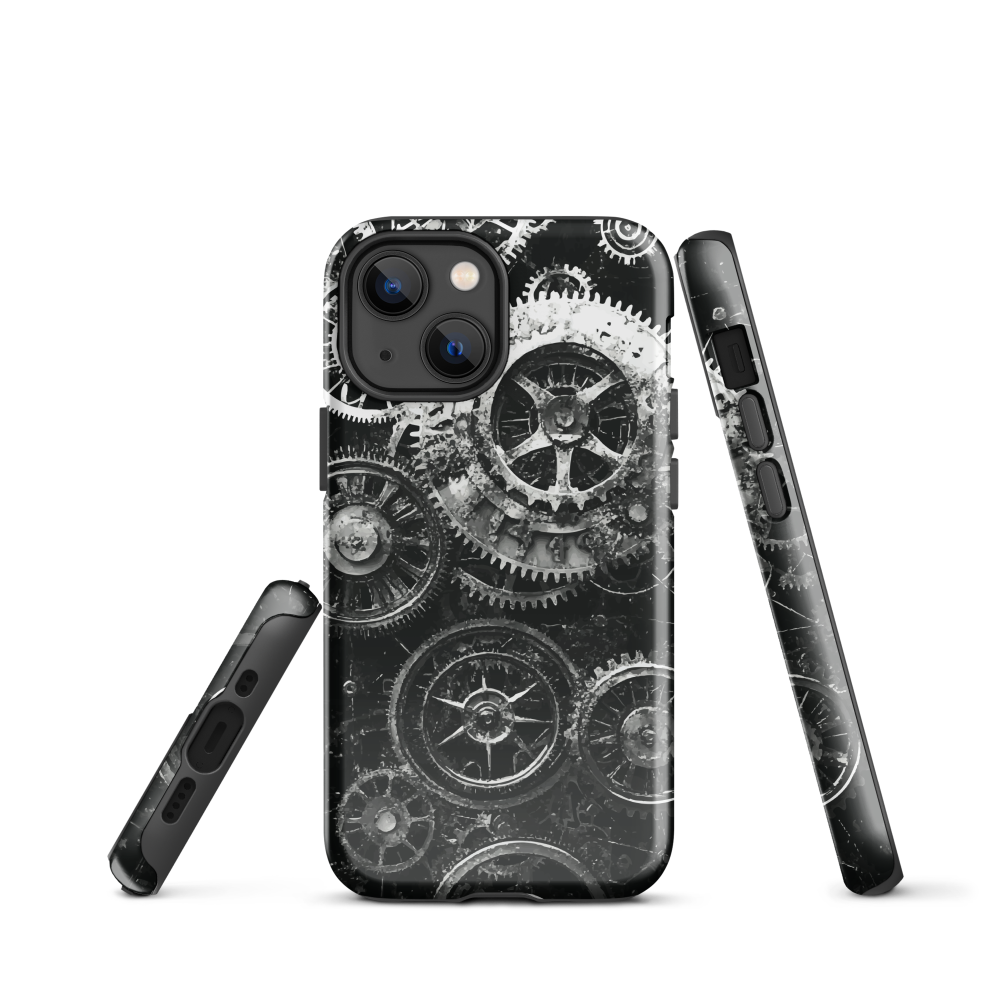 'Clockwork' iPhone phone case, a stunning fusion of gears, cogs, and vintage industrial charm. Inspired by the beauty of classic timepieces and steampunk aesthetics.