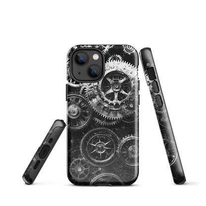 'Clockwork' iPhone phone case, a stunning fusion of gears, cogs, and vintage industrial charm. Inspired by the beauty of classic timepieces and steampunk aesthetics.