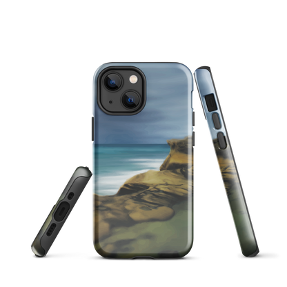 Castlepoint coastal phone case with cliffs, ocean and sky. New Zealand landscape art by designer Ben Hart.
