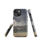 Designer phone case with NZ landscape painting of Te Hauke and cloudy skies by Ben Hart.