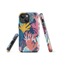 Colourful coral reef phone case design in pink, blue and yellow by NZ artist Ben Hart