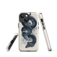 Phone case with black python and smoke design on cream background