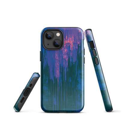 Digital Glitch iPhone case. This striking artwork features a dynamic distortion effect that mimics the visual chaos of a digital malfunction—glitchy lines, vibrant streaks, and pixel-like patterns merge into a futuristic aesthetic. It’s a perfect blend of modern design and edgy street style.