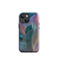 Abstract pastel botanical designer phone case in pink, lilac and teal tones with soft flowing floral textures