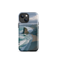 Piha Beach Lion Rock designer phone case with turquoise waves and dramatic NZ coastline
