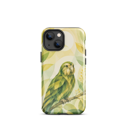 'Kākāpō' iPhone 13 mini tough phone case - protective glossy case NZ Australia