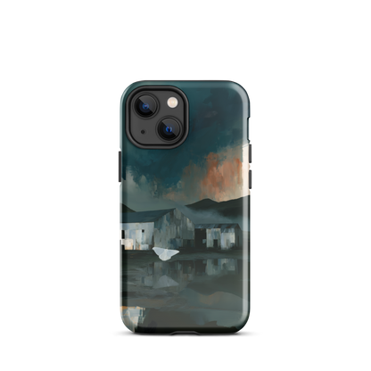 'Evening Flight' iPhone 13 mini tough phone case - protective glossy case NZ Australia