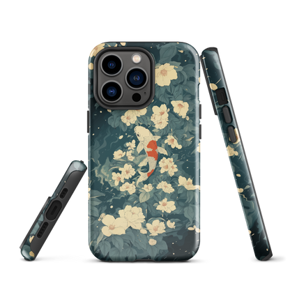 'Koi', a stunning phone case inspired by the graceful elegance of koi fish gliding through a peaceful pond.