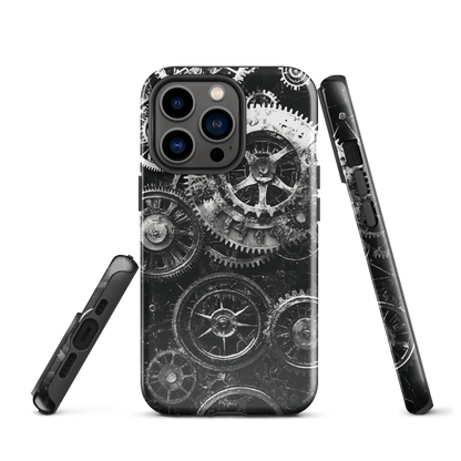 'Clockwork' iPhone phone case, a stunning fusion of gears, cogs, and vintage industrial charm. Inspired by the beauty of classic timepieces and steampunk aesthetics.