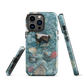 Washed Away designer phone case with abstract river stone artwork in earthy blues and natural tones.