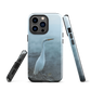 Phone case with a white heron standing in a misty wetland scene.