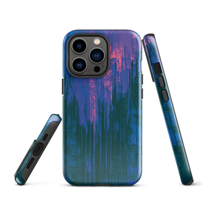 Digital Glitch iPhone case. This striking artwork features a dynamic distortion effect that mimics the visual chaos of a digital malfunction—glitchy lines, vibrant streaks, and pixel-like patterns merge into a futuristic aesthetic. It’s a perfect blend of modern design and edgy street style.