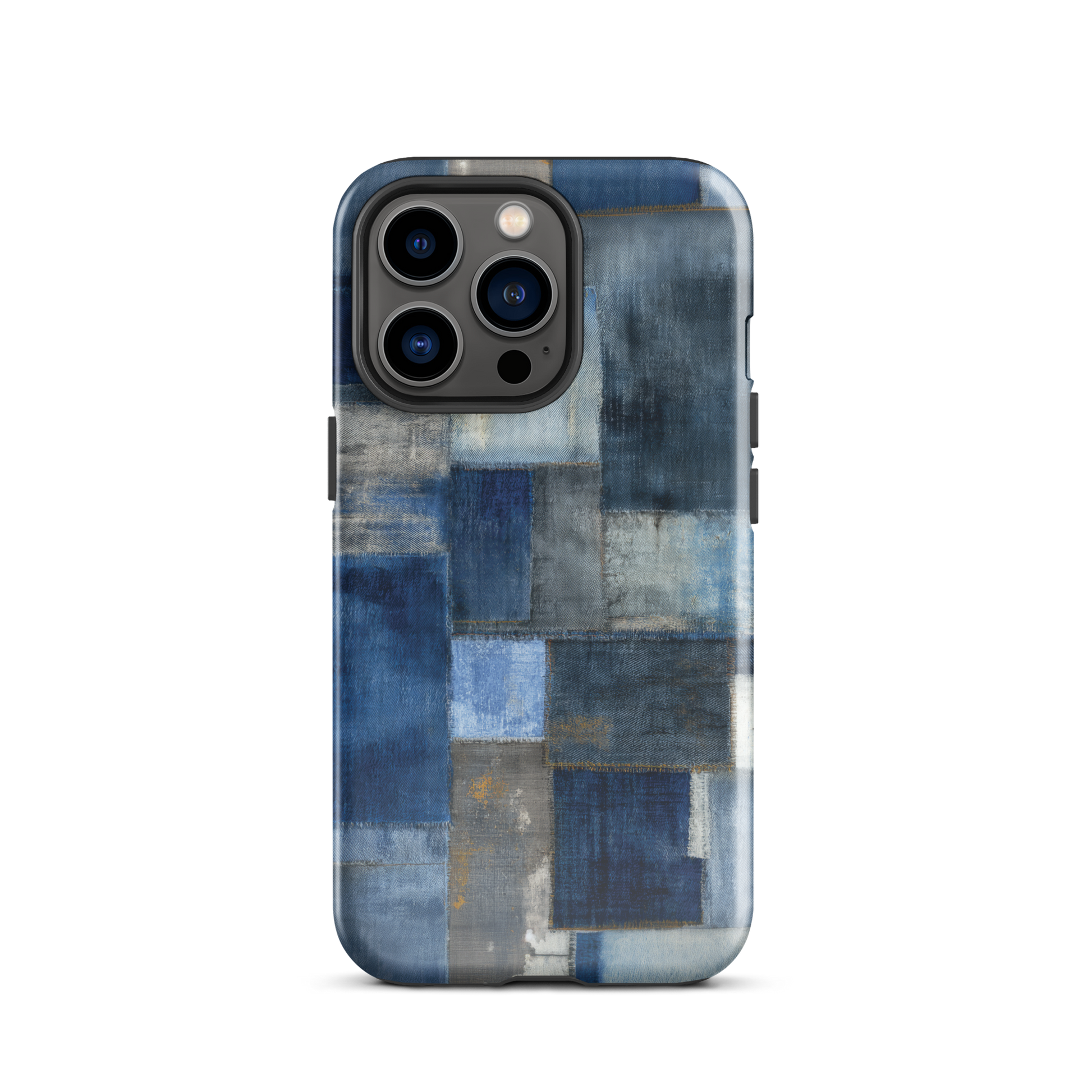 Indigo patchwork phone case | Textured blue design NZ