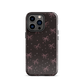 Midnight Bow seamless repeat pattern — pink hand-drawn ribbon bows and sparkle stars on a black background