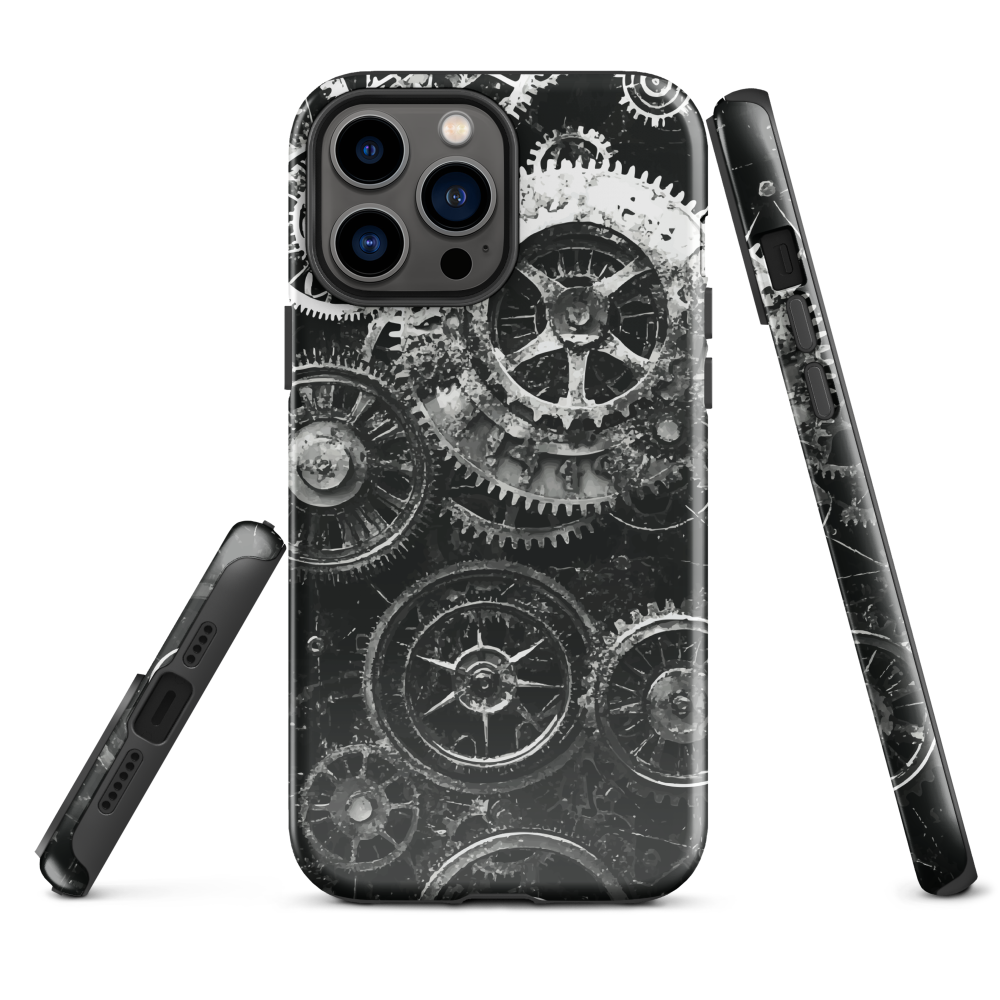 'Clockwork' iPhone phone case, a stunning fusion of gears, cogs, and vintage industrial charm. Inspired by the beauty of classic timepieces and steampunk aesthetics.