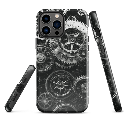 'Clockwork' iPhone phone case, a stunning fusion of gears, cogs, and vintage industrial charm. Inspired by the beauty of classic timepieces and steampunk aesthetics.