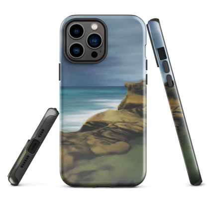 Castlepoint coastal phone case with cliffs, ocean and sky. New Zealand landscape art by designer Ben Hart.