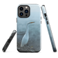 Phone case with a white heron standing in a misty wetland scene.