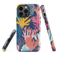 Colourful coral reef phone case design in pink, blue and yellow by NZ artist Ben Hart