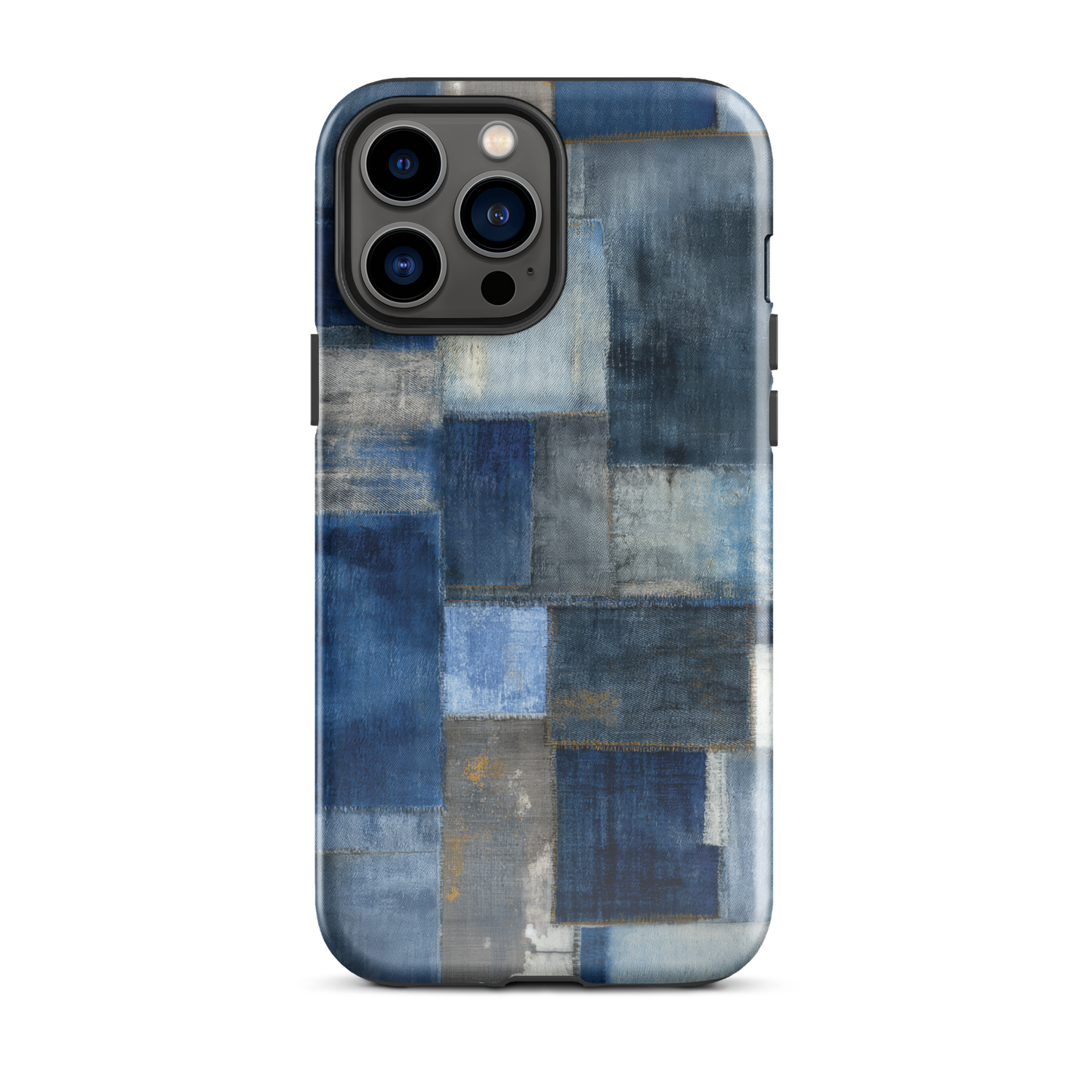 Indigo patchwork phone case | Textured blue design NZ