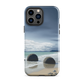 Moeraki Boulders coastal designer phone case with ocean waves and dramatic NZ sky