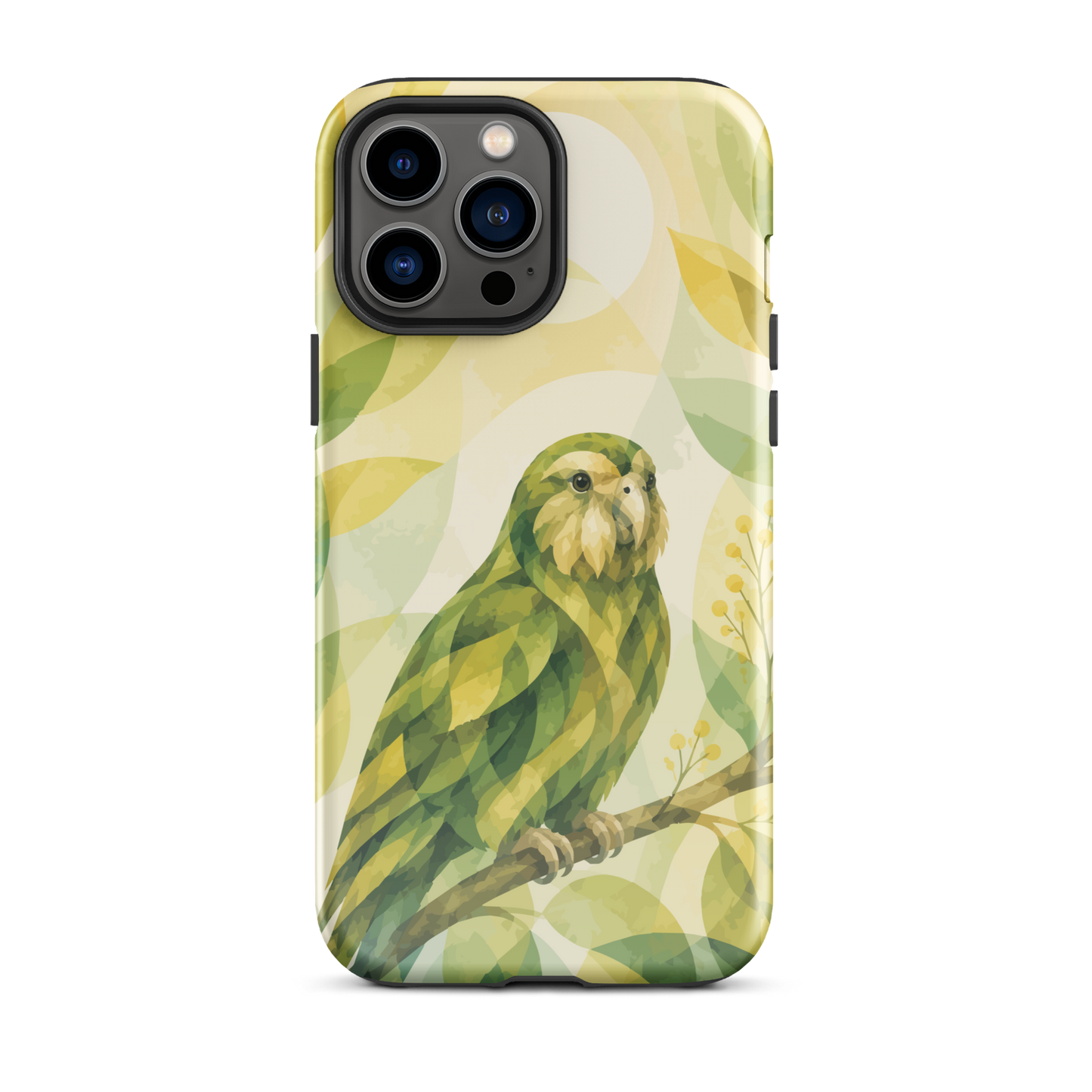 'Kākāpō' iPhone 13 Pro Max tough phone case - protective glossy case NZ Australia