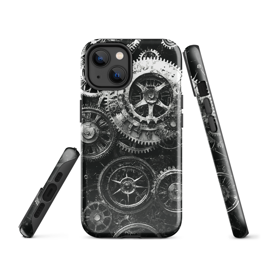 'Clockwork' iPhone phone case, a stunning fusion of gears, cogs, and vintage industrial charm. Inspired by the beauty of classic timepieces and steampunk aesthetics.