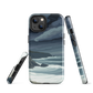 Phone case featuring moody Cape Kidnappers coastline with crashing waves and dark skies
