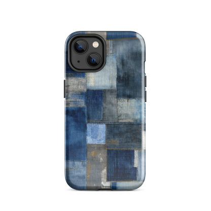 Indigo patchwork phone case | Textured blue design NZ