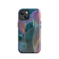 Abstract pastel botanical designer phone case in pink, lilac and teal tones with soft flowing floral textures