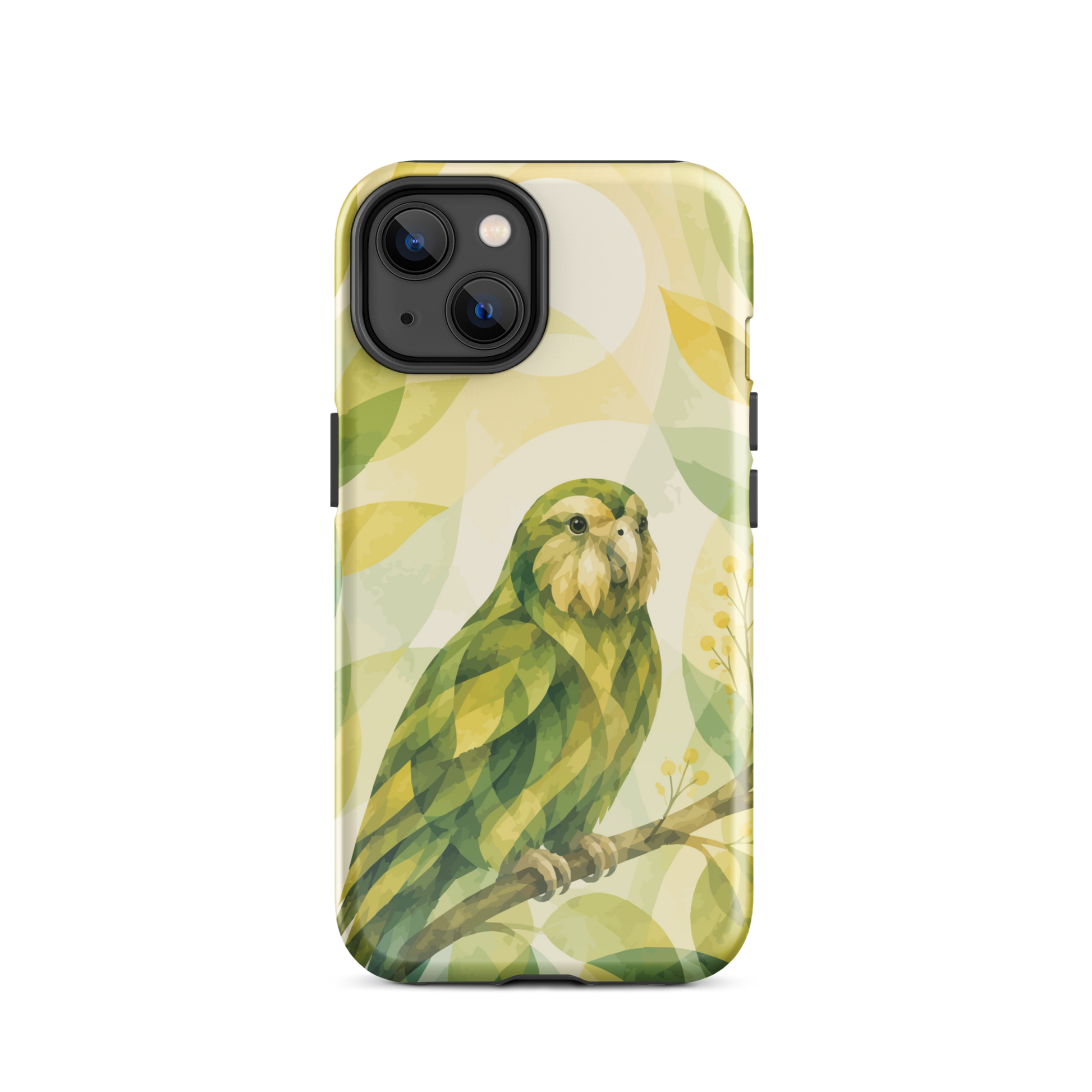 'Kākāpō' iPhone 14 tough phone case - protective glossy case NZ Australia