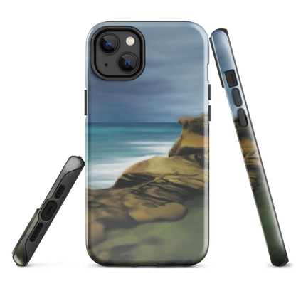 Castlepoint coastal phone case with cliffs, ocean and sky. New Zealand landscape art by designer Ben Hart.