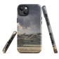 Designer phone case with NZ landscape painting of Te Hauke and cloudy skies by Ben Hart.