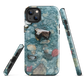 Washed Away designer phone case with abstract river stone artwork in earthy blues and natural tones.