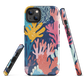 Colourful coral reef phone case design in pink, blue and yellow by NZ artist Ben Hart