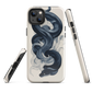 Phone case with black python and smoke design on cream background