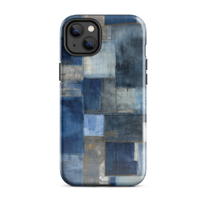 Indigo patchwork phone case | Textured blue design NZ