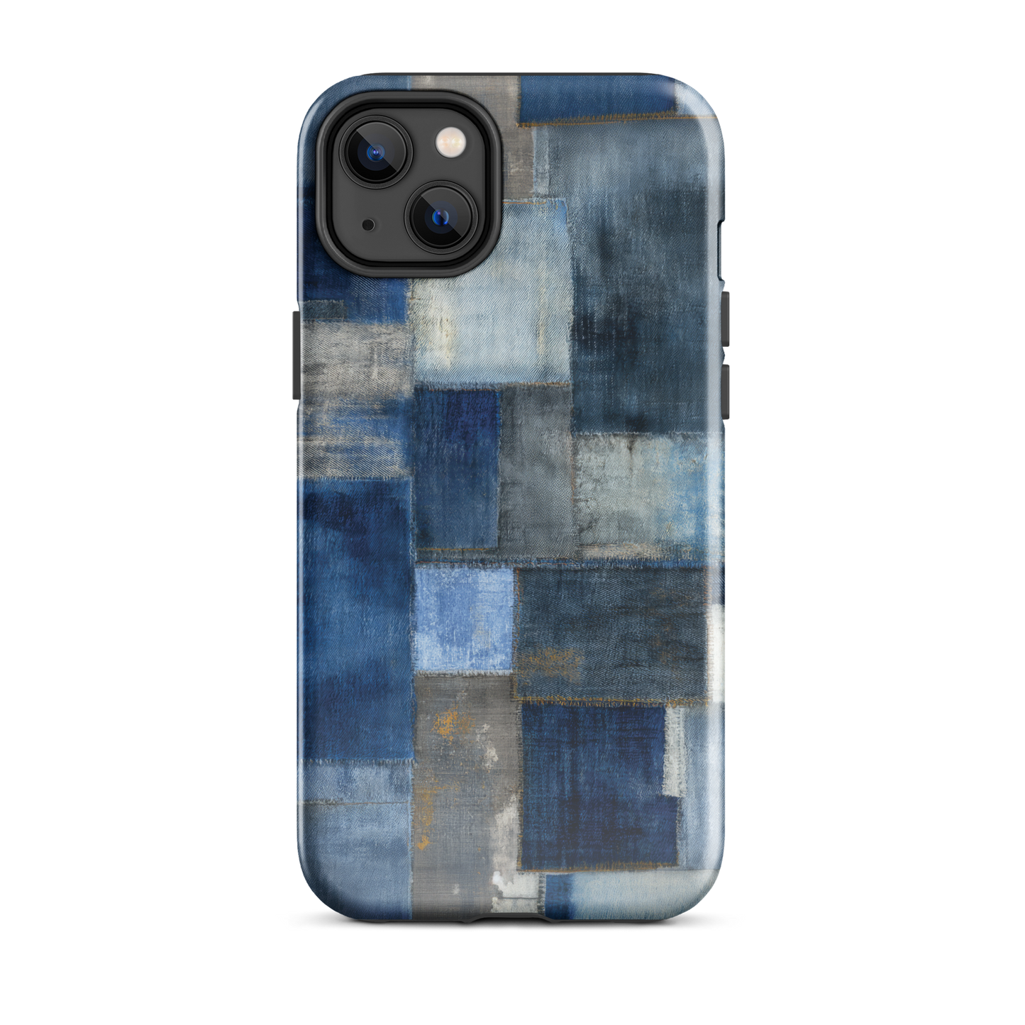 Indigo patchwork phone case | Textured blue design NZ