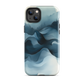A calming abstract landscape protective phone case inspired by quiet valleys and soft blue tones.