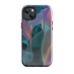 Abstract pastel botanical designer phone case in pink, lilac and teal tones with soft flowing floral textures