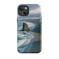 Piha Beach Lion Rock designer phone case with turquoise waves and dramatic NZ coastline