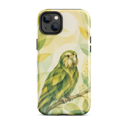 'Kākāpō' iPhone 14 Plus tough phone case - protective glossy case NZ Australia