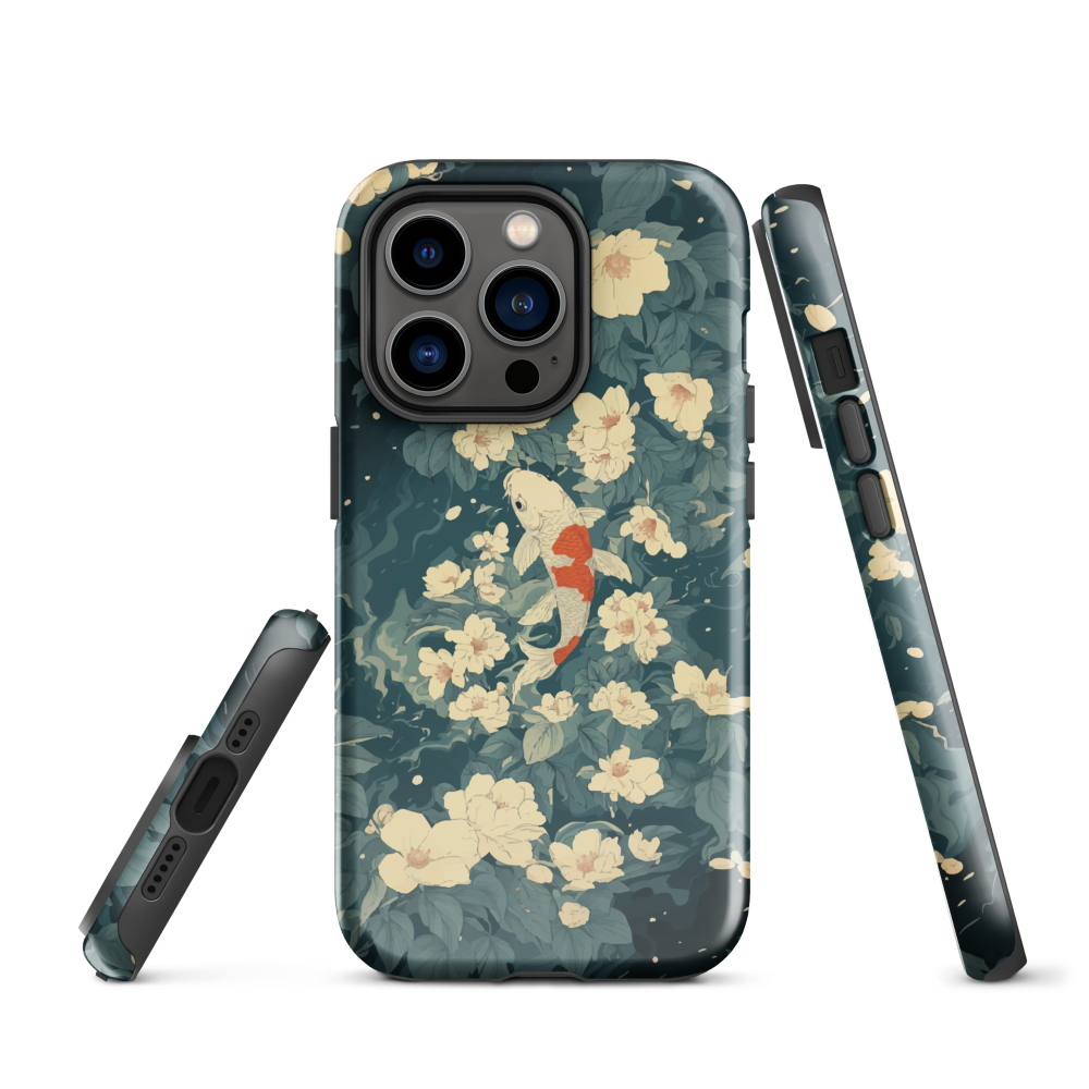'Koi', a stunning phone case inspired by the graceful elegance of koi fish gliding through a peaceful pond.