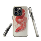 Phone case with red snake design on a cream background, coiled in smoky detail. Bold artwork by NZ designer Ben Hart.