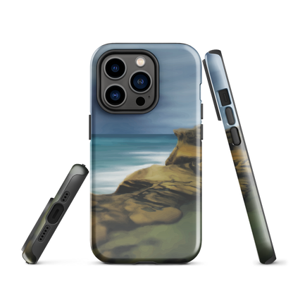 Castlepoint coastal phone case with cliffs, ocean and sky. New Zealand landscape art by designer Ben Hart.