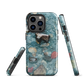 Washed Away designer phone case with abstract river stone artwork in earthy blues and natural tones.
