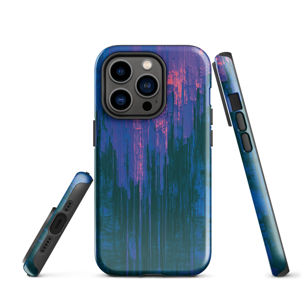 Digital Glitch iPhone case. This striking artwork features a dynamic distortion effect that mimics the visual chaos of a digital malfunction—glitchy lines, vibrant streaks, and pixel-like patterns merge into a futuristic aesthetic. It’s a perfect blend of modern design and edgy street style.