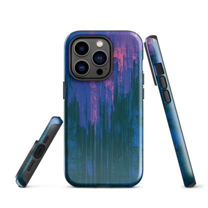 Digital Glitch iPhone case. This striking artwork features a dynamic distortion effect that mimics the visual chaos of a digital malfunction—glitchy lines, vibrant streaks, and pixel-like patterns merge into a futuristic aesthetic. It’s a perfect blend of modern design and edgy street style.