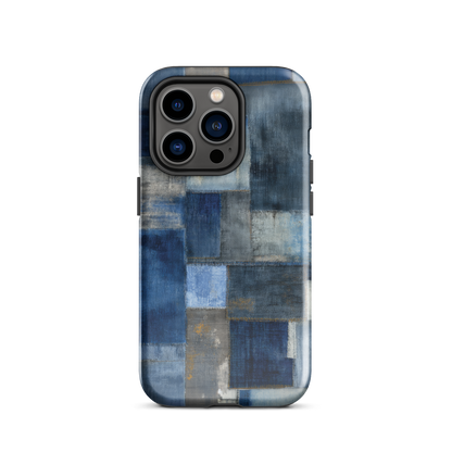 Indigo patchwork phone case | Textured blue design NZ